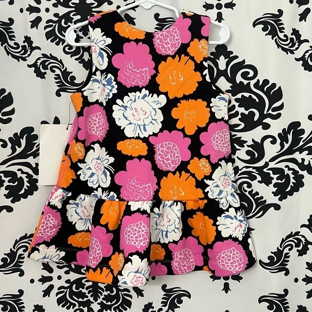Vintage Marimekko Pink and Orange Floral Girls Dress